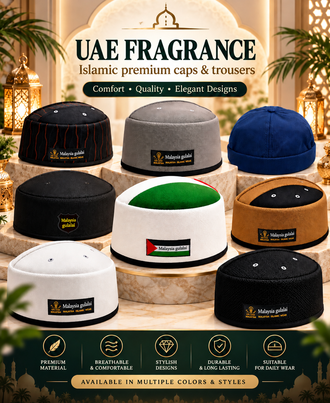 Malaysian Islamic Caps promotional design